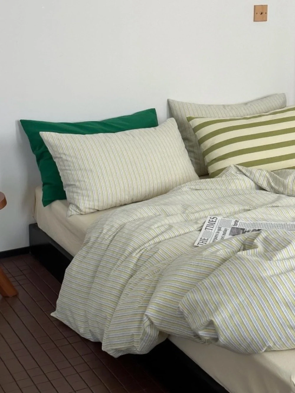 FULL SIZE Duvet Set 100% Washed Cotton - YELLOW & WHITE STRIPE